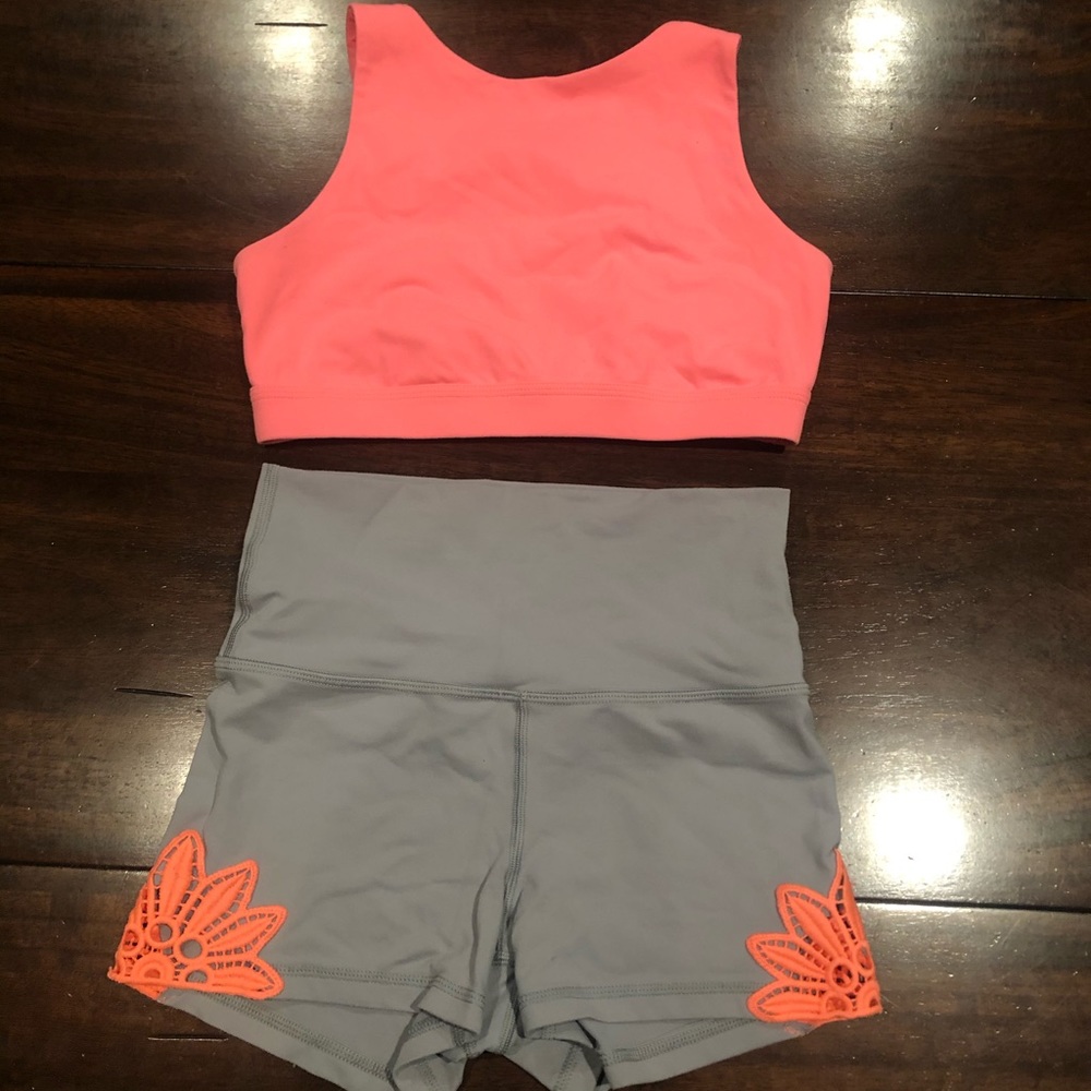 Coral and Grey Aerie Athletic Set